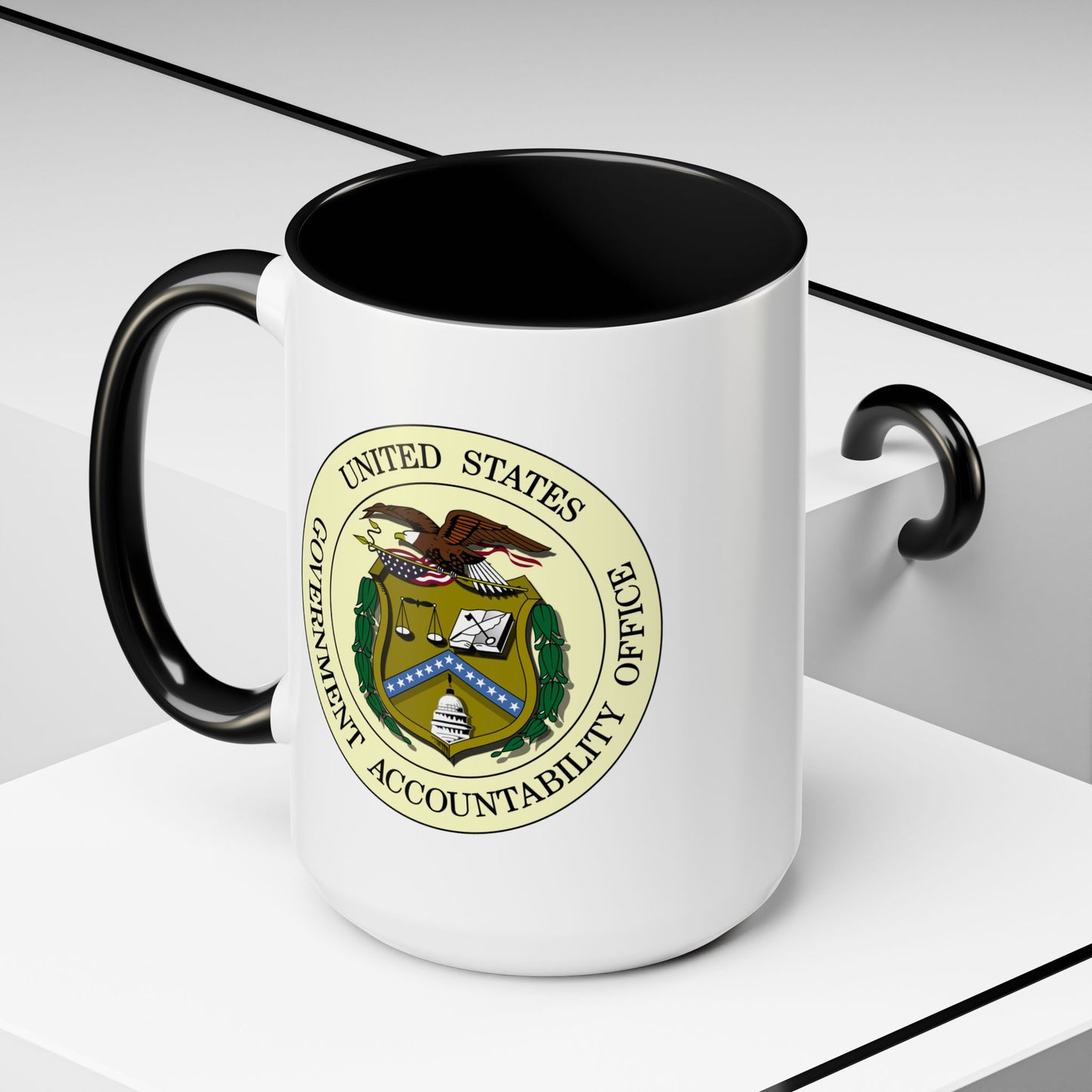 United States Government Accountability Office Seal Coffee Mug - Double Sided Black Accent White Ceramic 15oz by TheGlassyLass.com