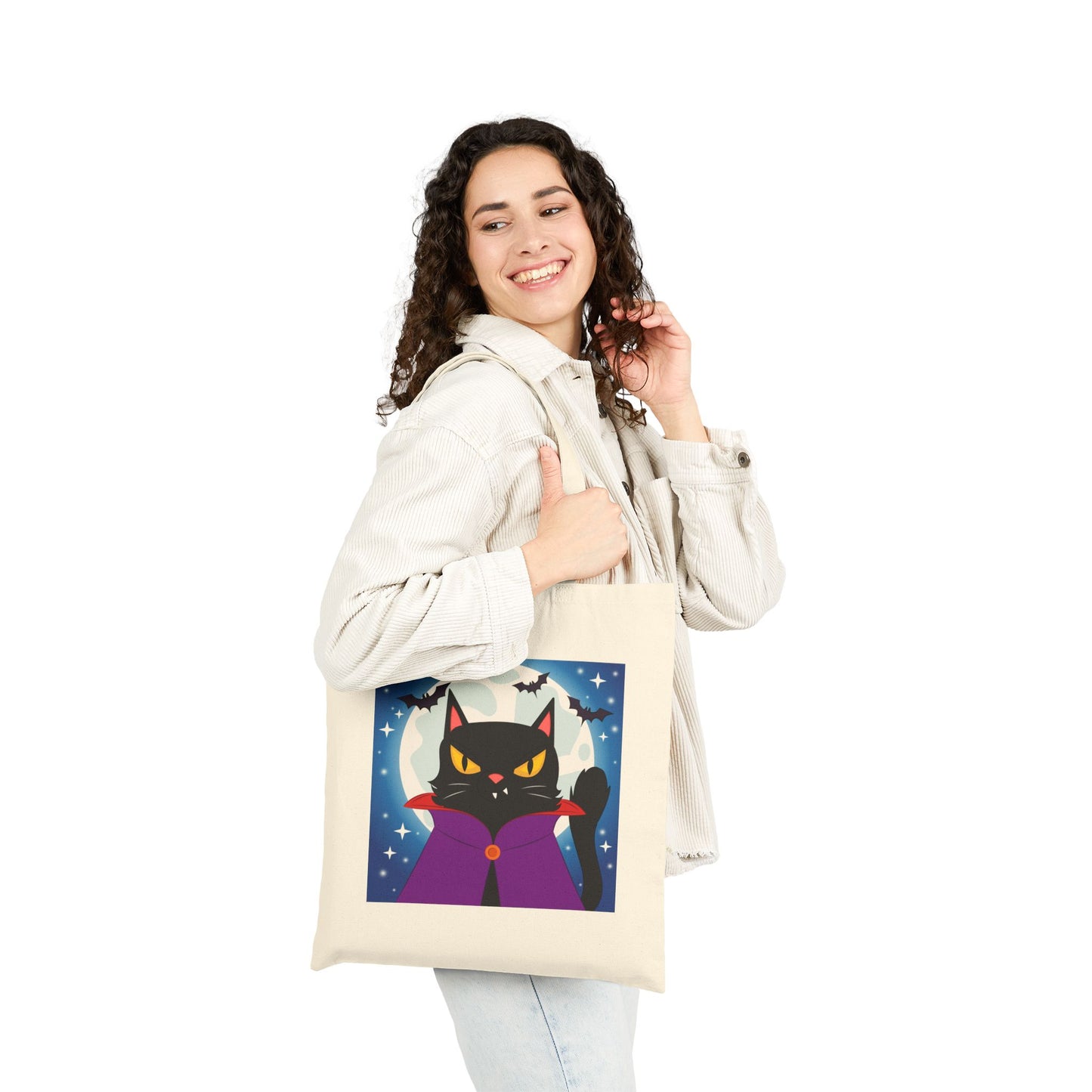 Feline Overlord Haunted Halloween Trick or Treat Tote Bag - Heavyweight 100% Cotton Canvas by TheGlassyLass.com