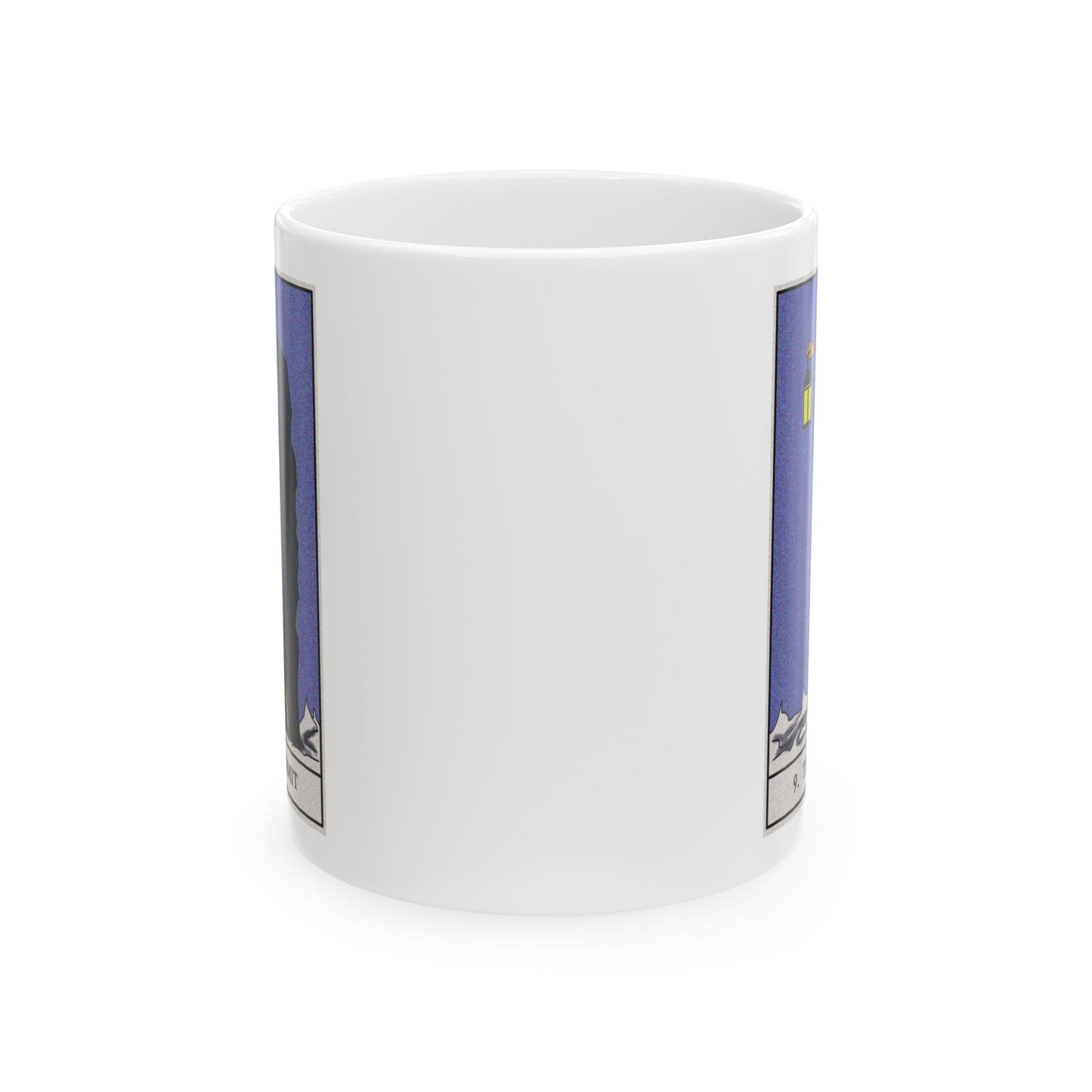 The Hermit Tarot Card Coffee Mug - Double Sided Print, White Ceramic, 11oz by TheGlassyLass.com