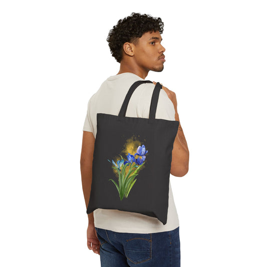 Iris and Insects Tote Bag - Heavyweight 100% Cotton Canvas by TheGlassyLass.com