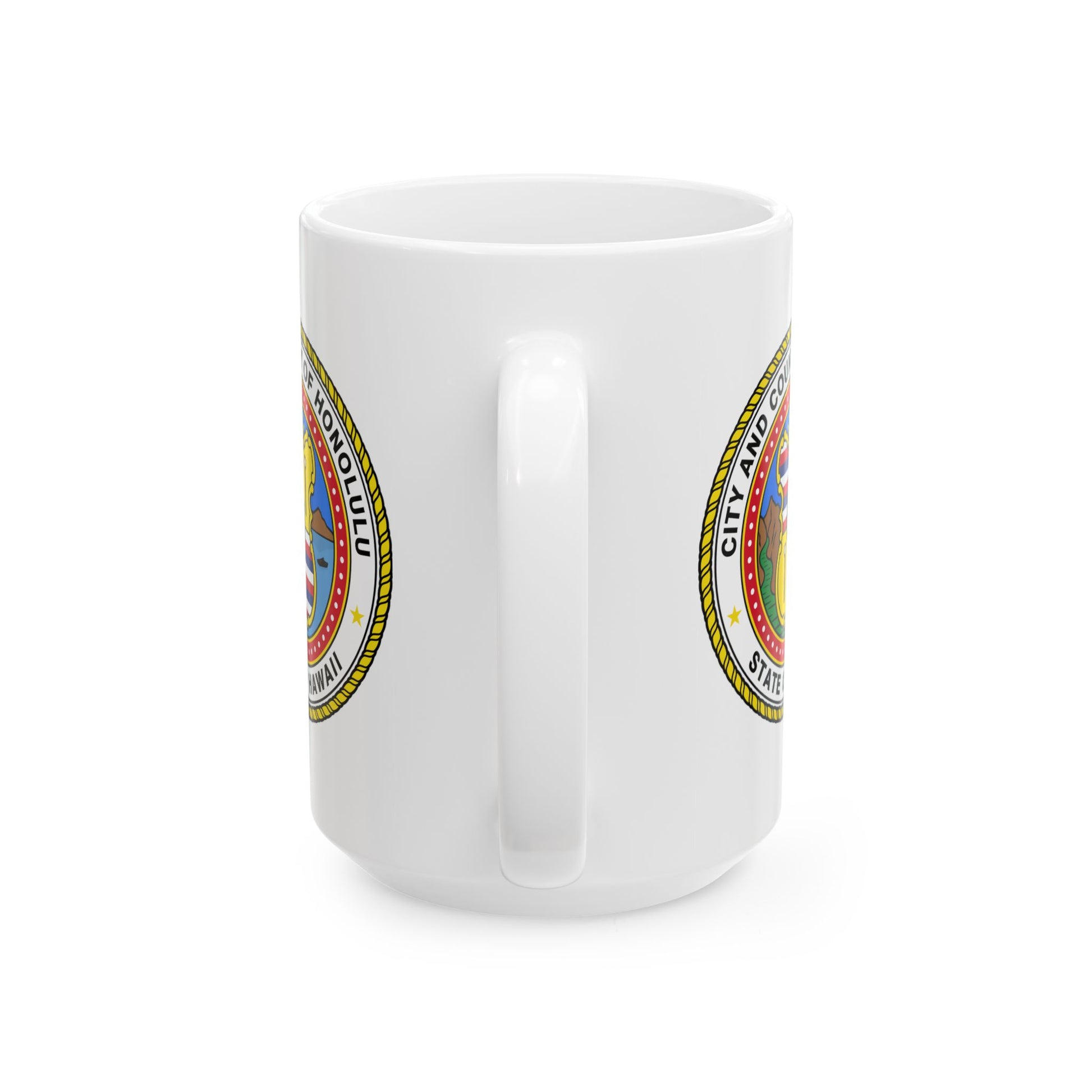 Honolulu City / County Seal Coffee Mug - Double Sided Print, White Ceramic, 15oz by TheGlassyLass.com