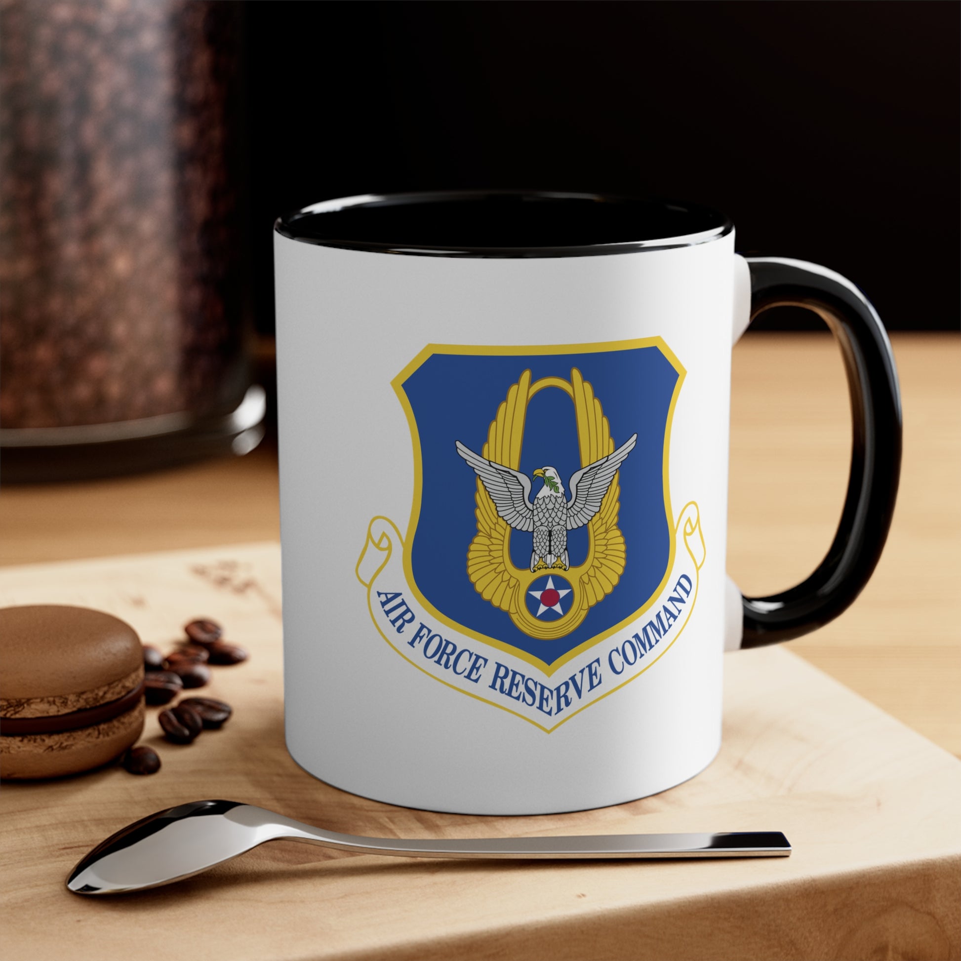 Air Force Reserve Command - Double Sided Black Accent White Ceramic Coffee Mug 11oz by TheGlassyLass.com
