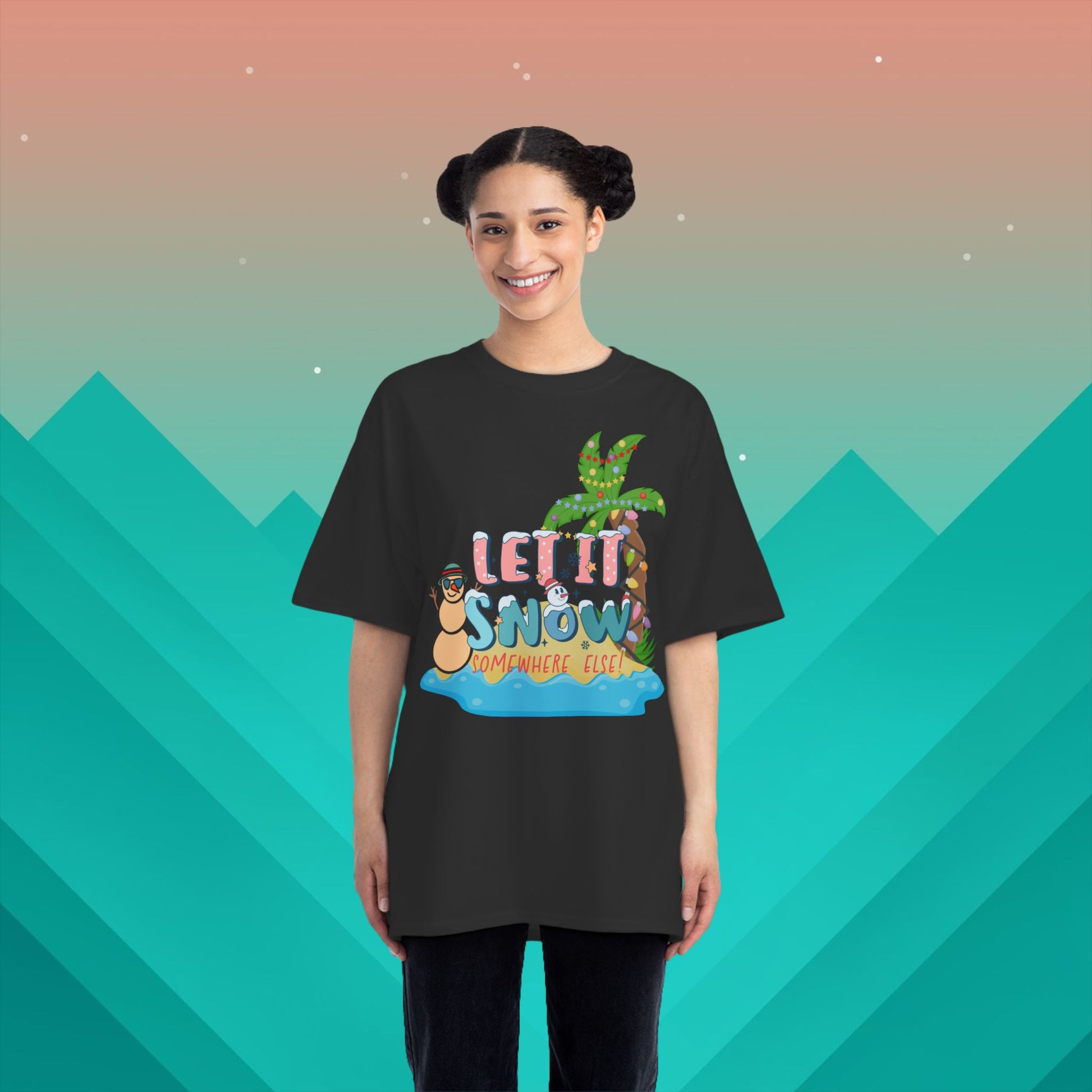 Let it Snow - Somewhere Else Christmas T-Shirt: (Hanes Beefy-T 100% Preshrunk Cotton Custom Printed by TheGlassyLass.com