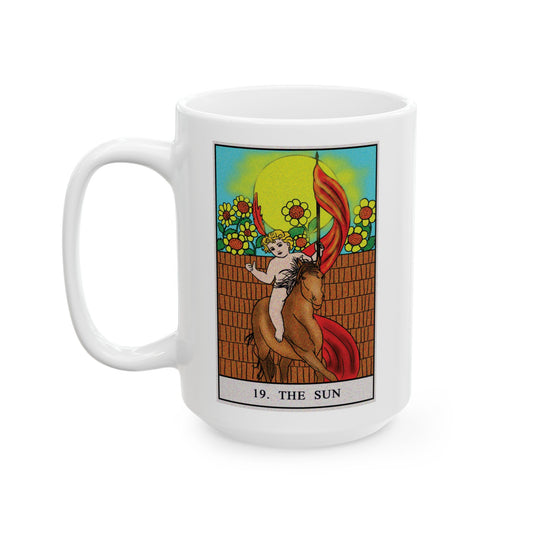 The Sun Tarot Card Coffee Mug - Double Sided White Ceramic 15oz by TheGlassyLass.com