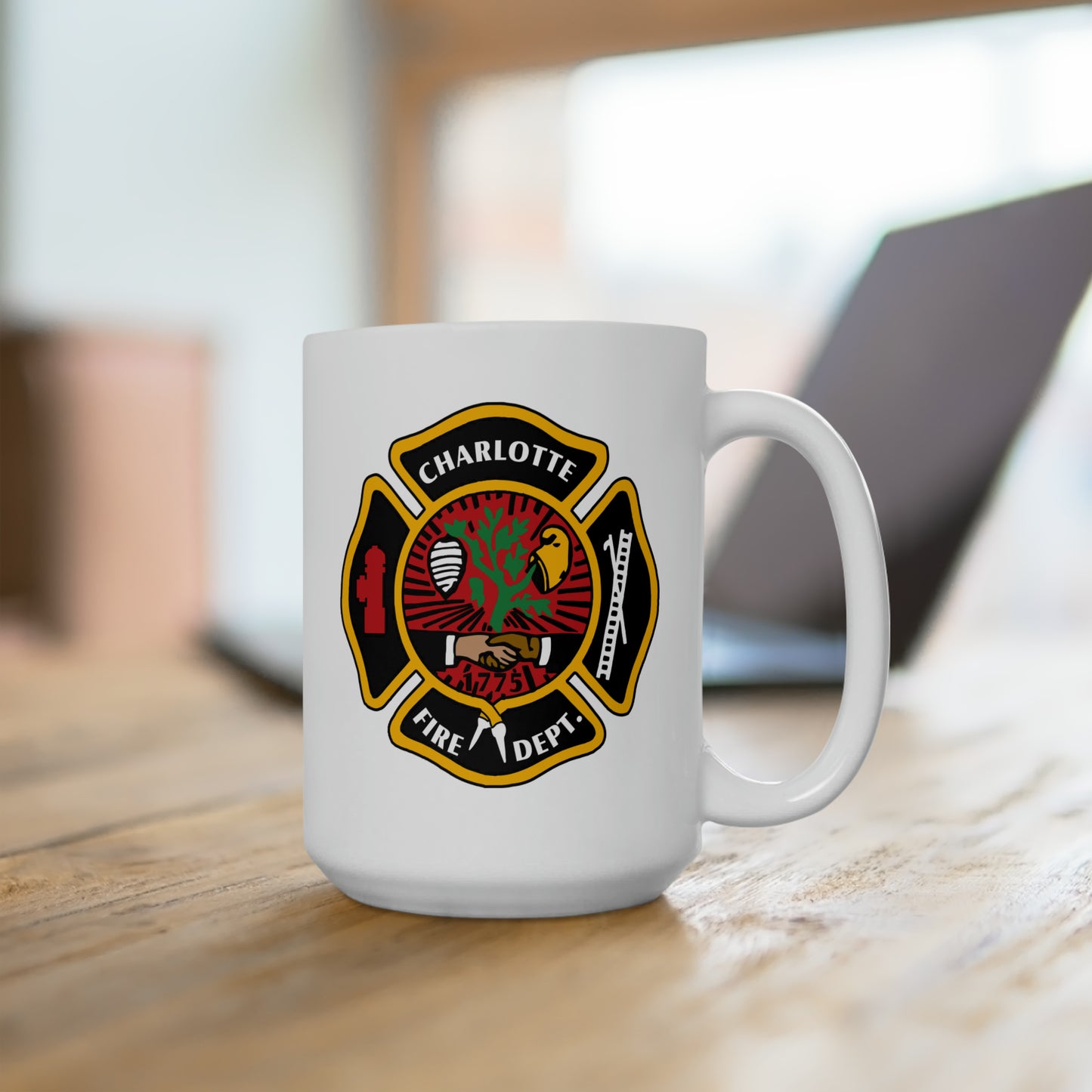 Charlotte Fire Department Coffee Mug - Double Sided White Ceramic 15oz by TheGlassyLass.com