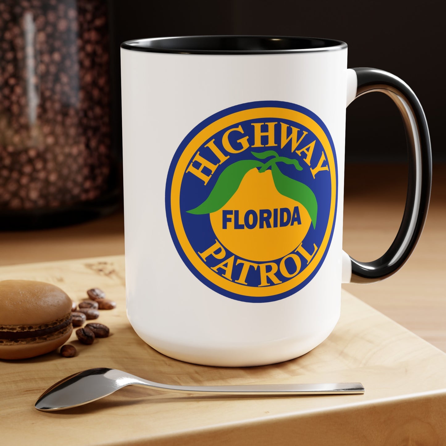Florida Highway Patrol Coffee Mug - Double Sided Black Accent White Ceramic 15oz by TheGlassyLass.com