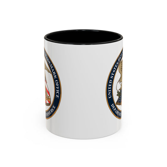 United States Patent & Trademark Office Coffee Mug - Double Sided Print, Black Accent White Ceramic, 11oz by TheGlassyLass.com
