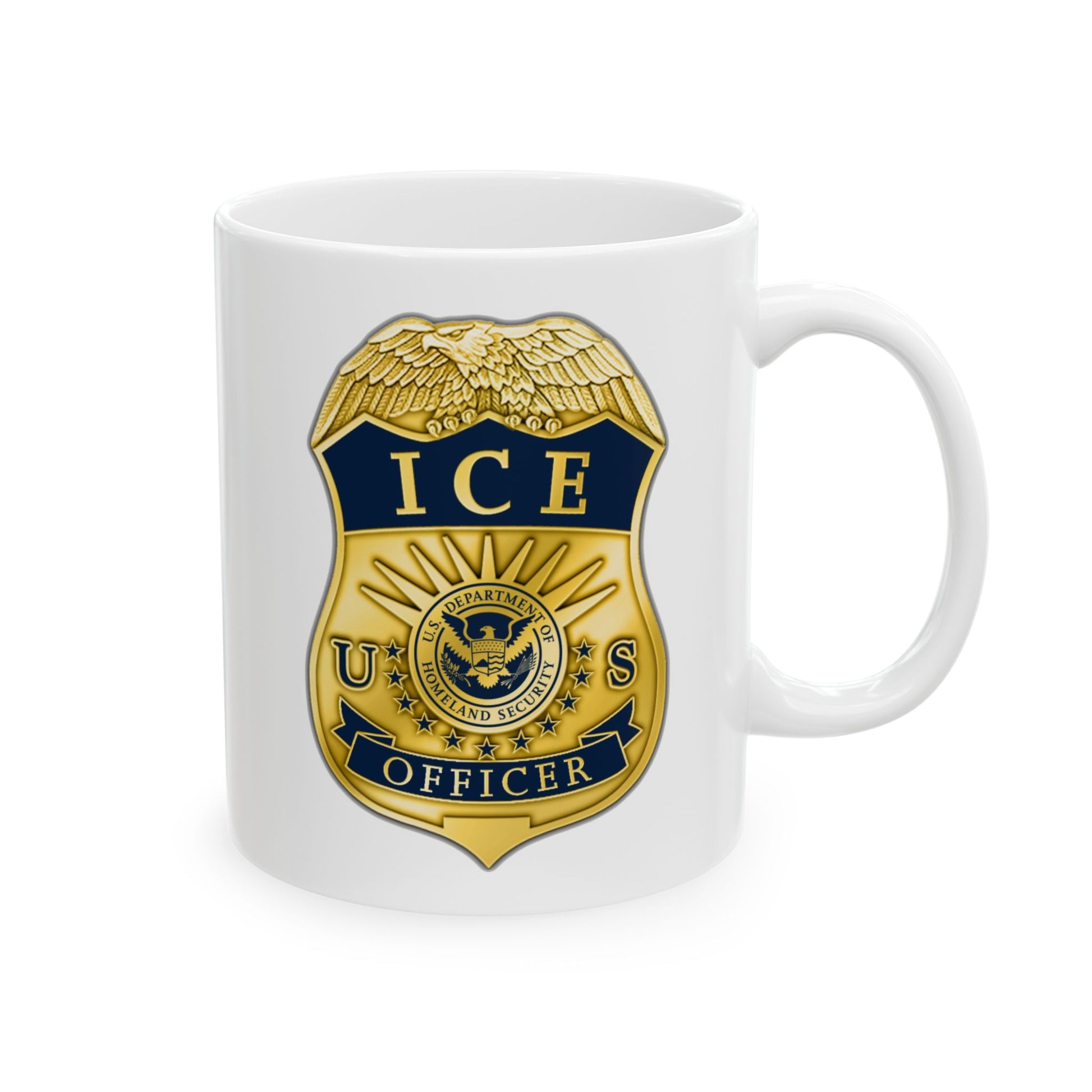 ICE Immigration and Customs Enforcement Badge - Double Sided White Ceramic 11oz by TheGlassyLass.com