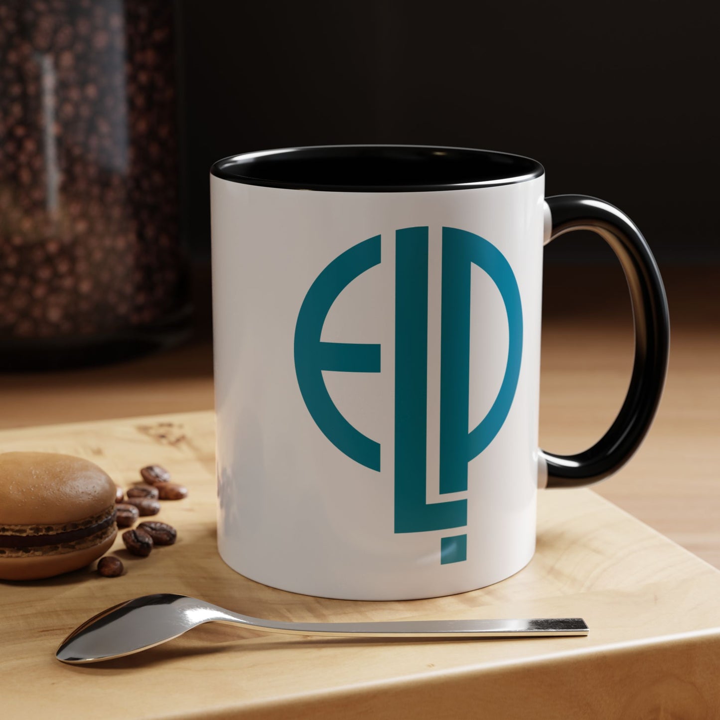 ELP Coffee Mug - Double Sided Black Accent White Ceramic 11oz by TheGlassyLass.com