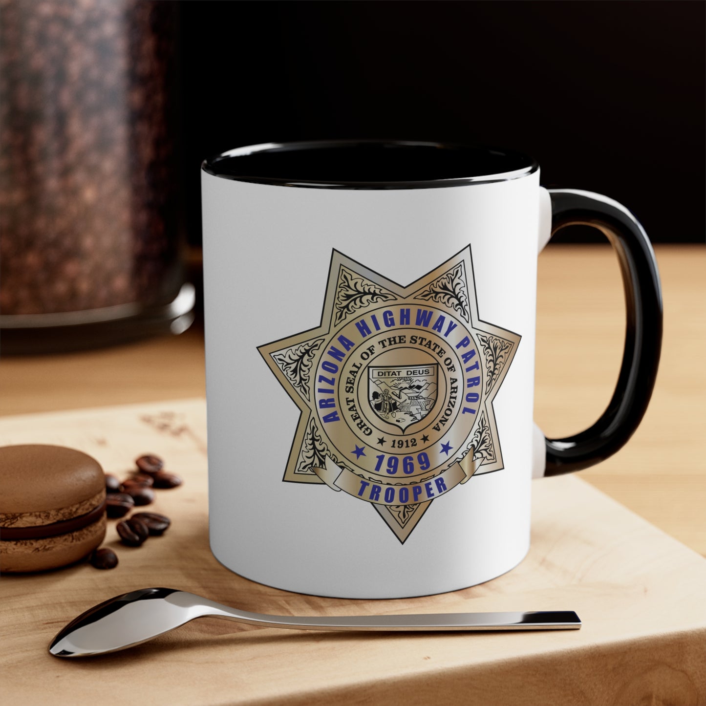 Arizona Highway Patrol Trooper Coffee Mug - Doubled Sided Black Accent White Ceramic 11oz by TheGlassyLass.com