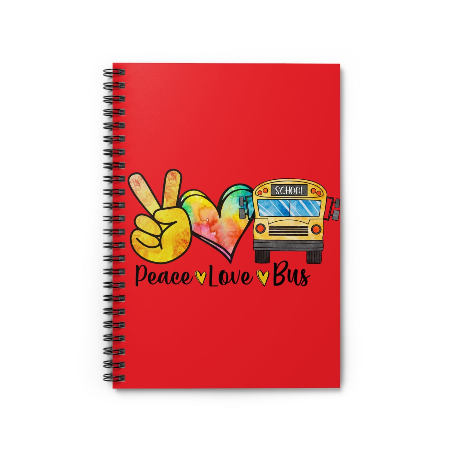 Peace - Love - School Bus: Spiral Notebook - Log Books - Journals - Diaries - and More Custom Printed by TheGlassyLass