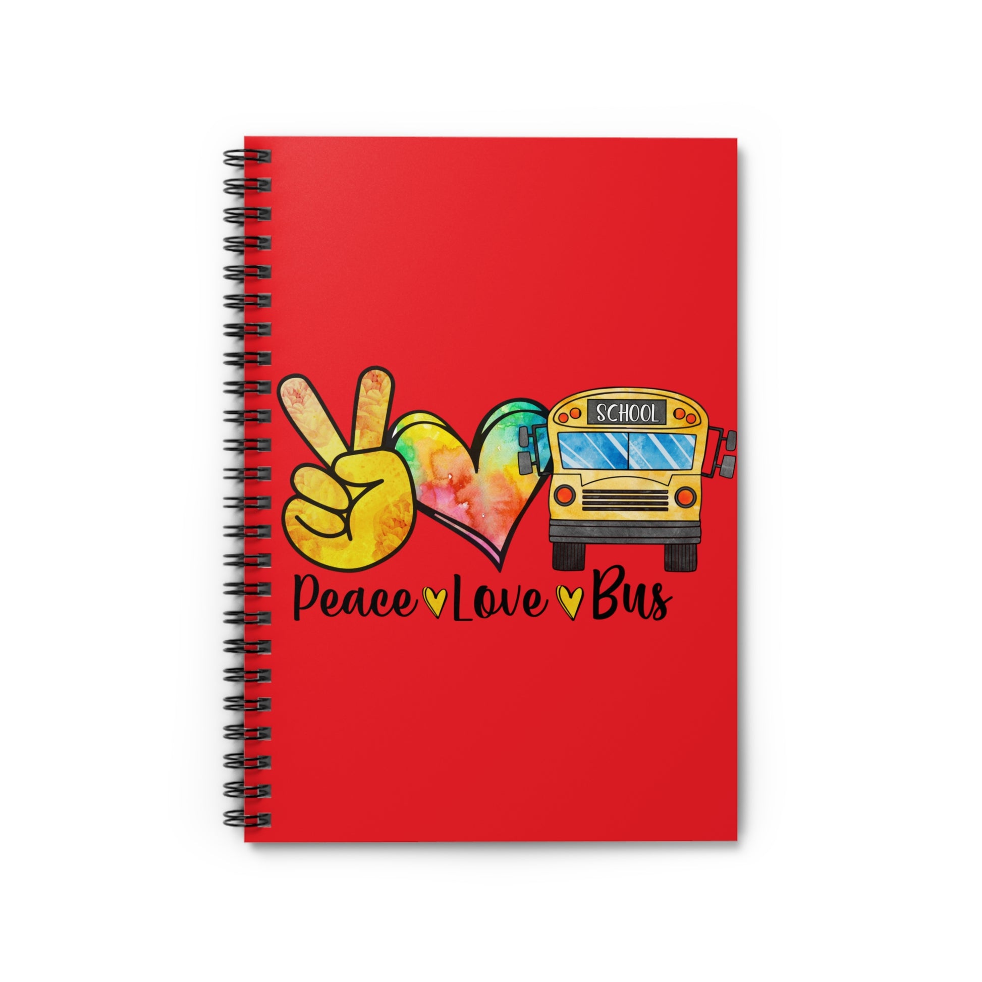 Peace - Love - School Bus: Spiral Notebook - Log Books - Journals - Diaries - and More Custom Printed by TheGlassyLass