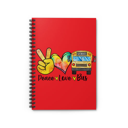 Peace - Love - School Bus: Spiral Notebook - Log Books - Journals - Diaries - and More Custom Printed by TheGlassyLass