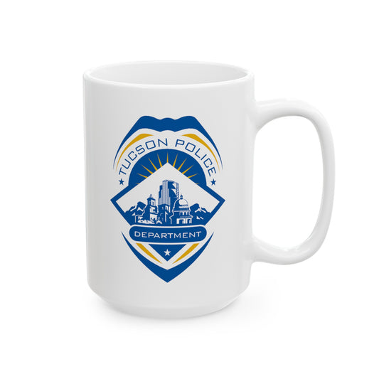 Tucson Police Coffee Mug - Double Sided Black Accent White Ceramic 15oz by TheGlassyLass.com