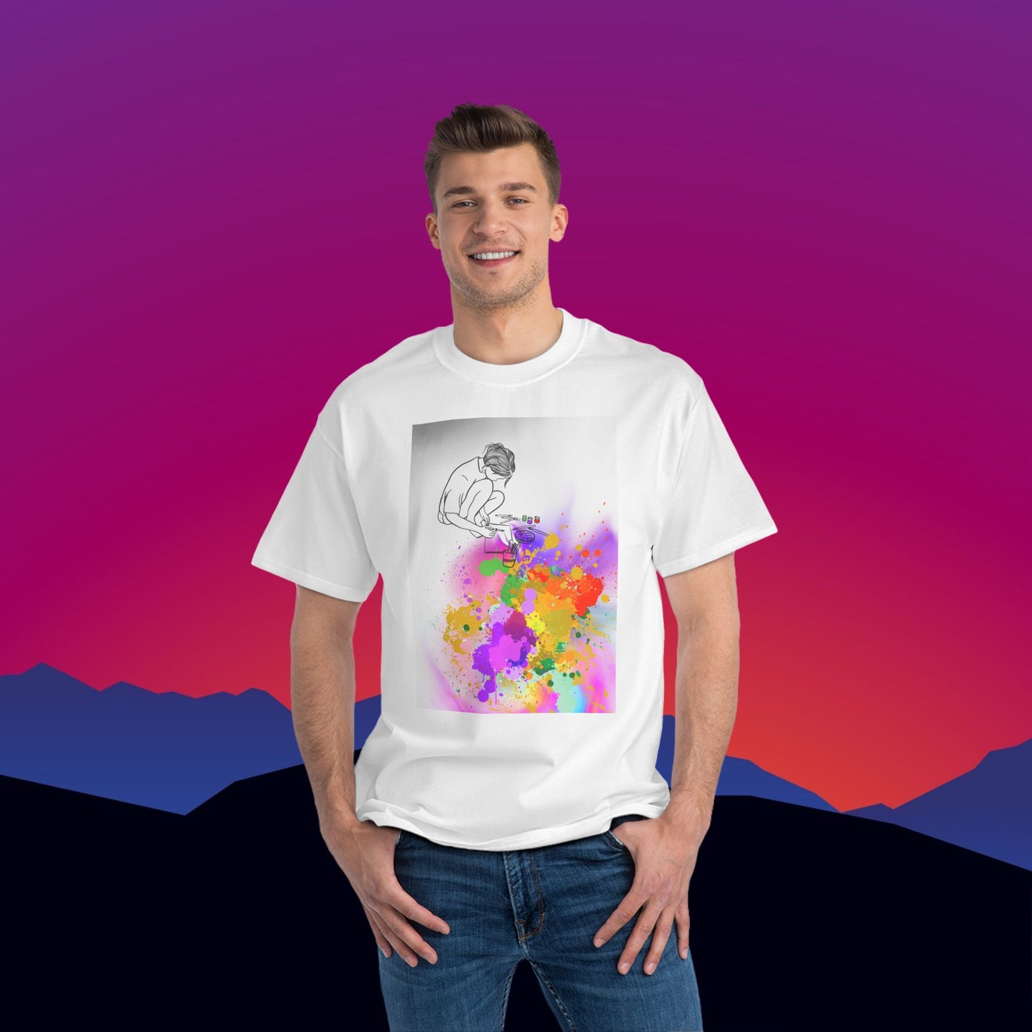 Technicolor Dreams T-Shirt: (Hanes Beefy-T 100% Preshrunk Cotton Custom Printed by TheGlassyLass.com