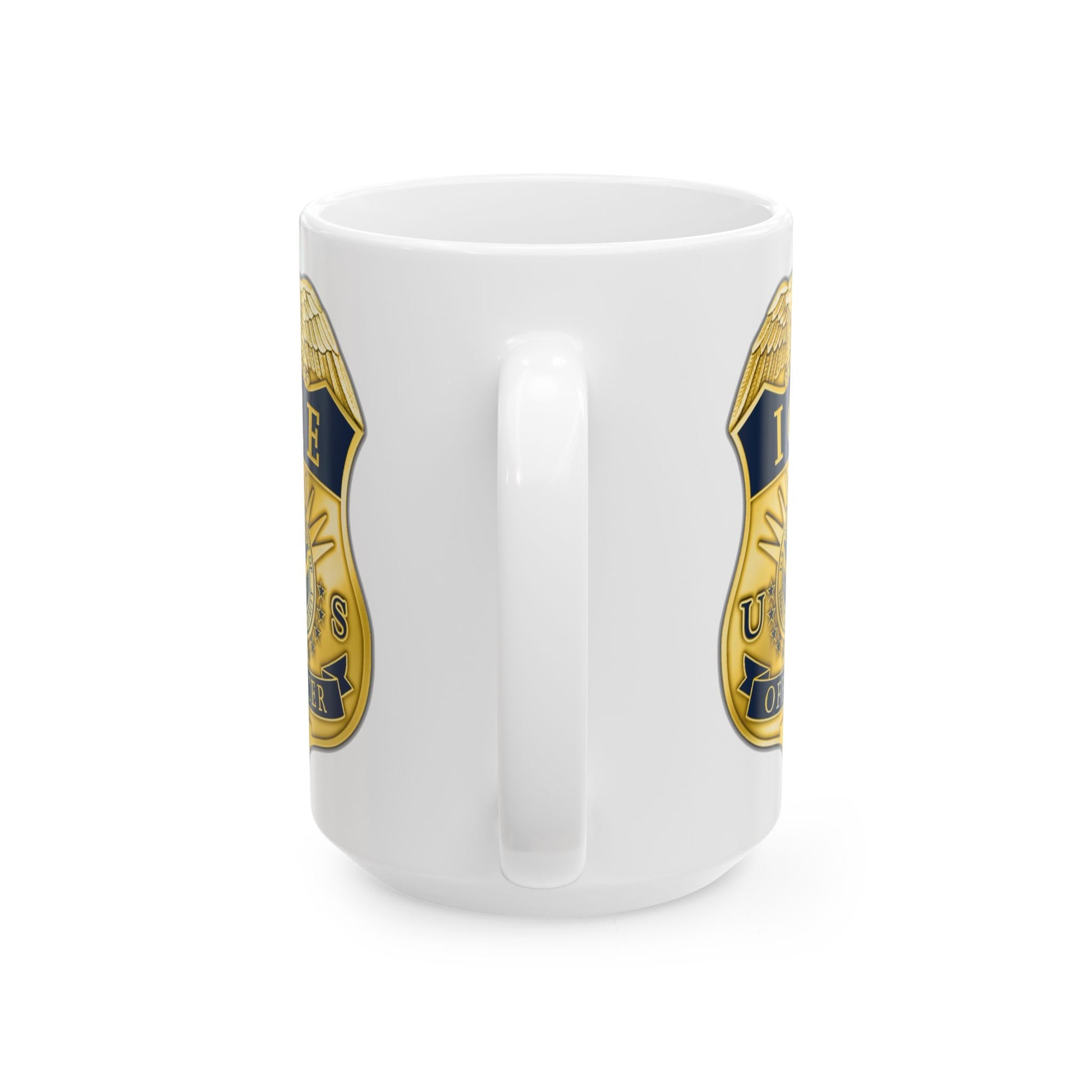 ICE Immigration and Customs Enforcement Badge Coffee Mug - Double Sided White Ceramic 15oz by TheGlassyLass.com