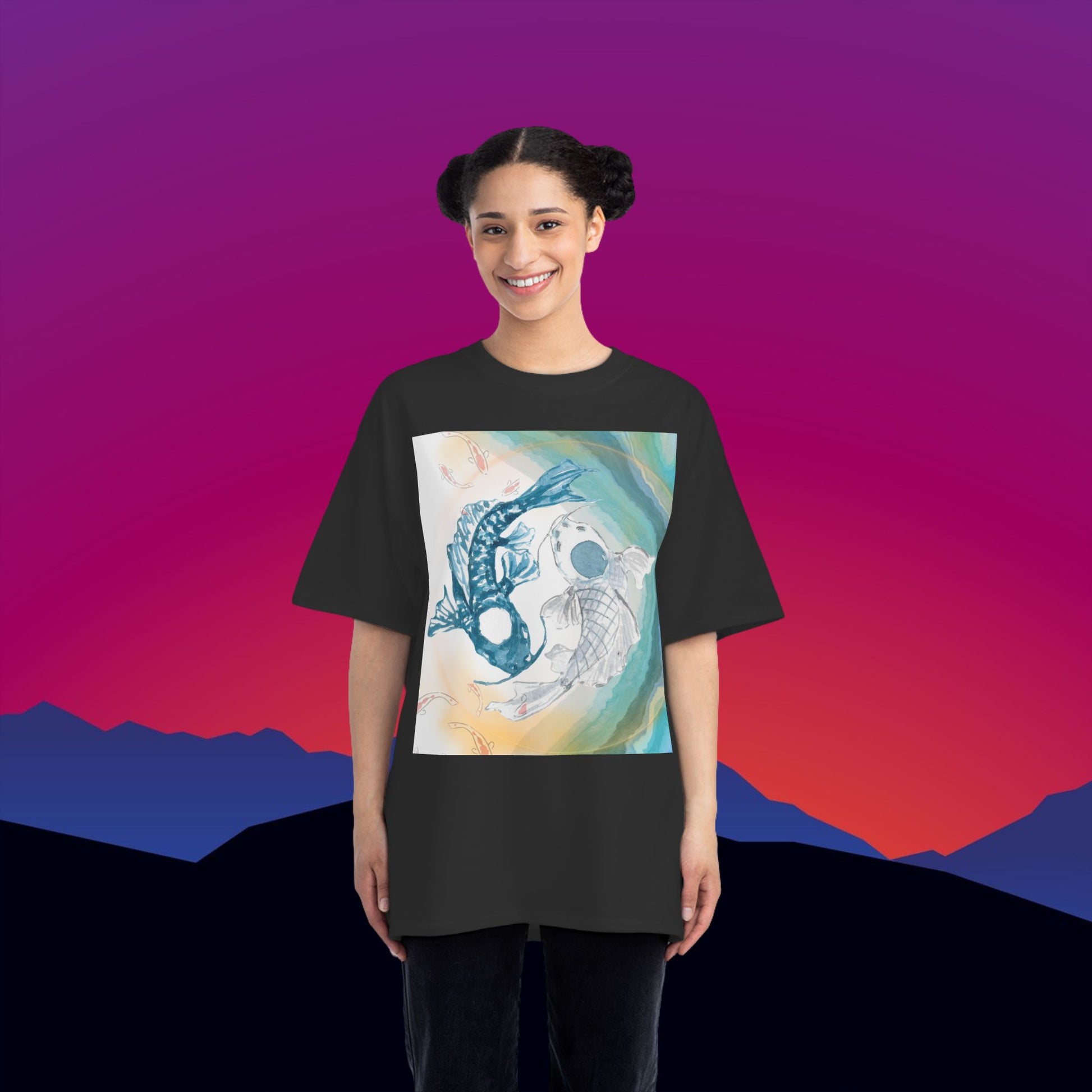 Playing Koi T-Shirt: (Hanes Beefy-T 100% Preshrunk Cotton Custom Printed by TheGlassyLass.com