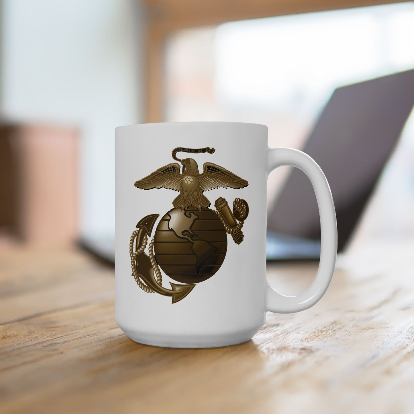 United States Marine Corps Anchor and Globe Coffee States Mug - Double Sided White Ceramic 15oz by TheGlassyLass.com