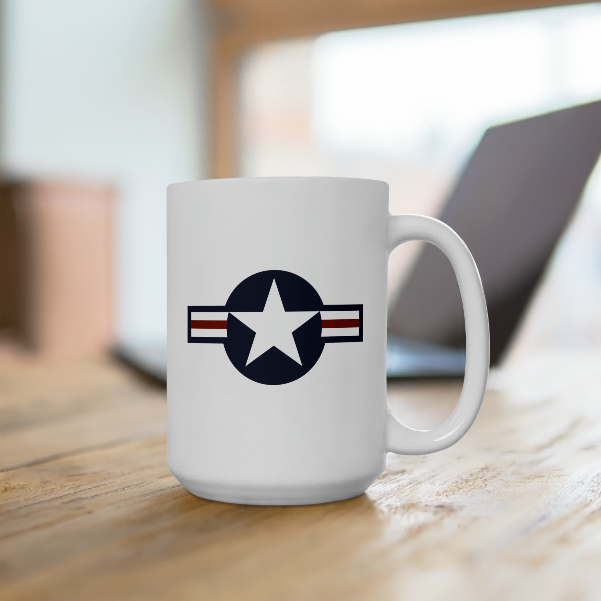 US Air Force Roundel Coffee Mug - Double Sided White Ceramic 15oz - by TheGlassyLass.com
