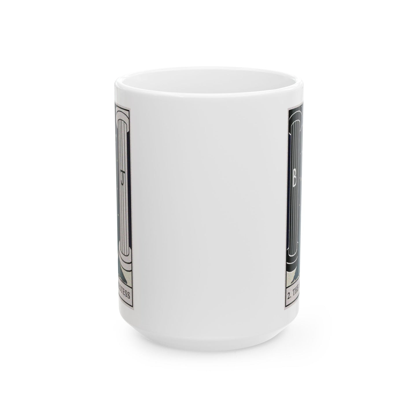 The High Priestess Tarot Card Coffee Mug - Double Sided White Ceramic 15oz by TheGlassyLass.com