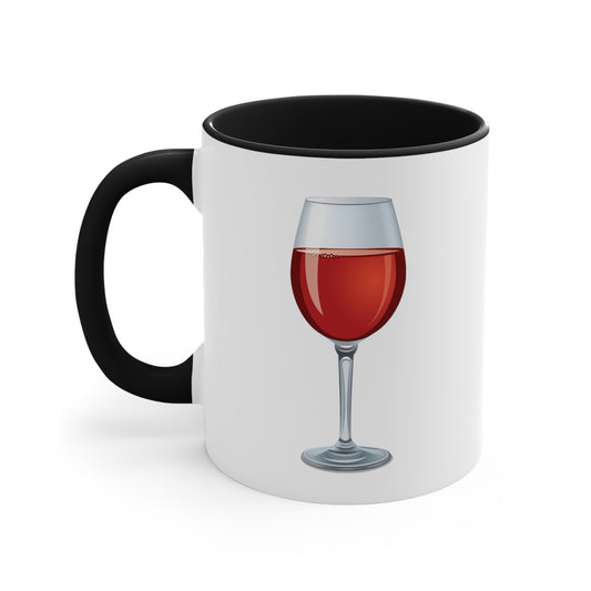 Red Wine Coffee Mug - Double Sided Black Accent White Ceramic 11oz by TheGlassyLass.com