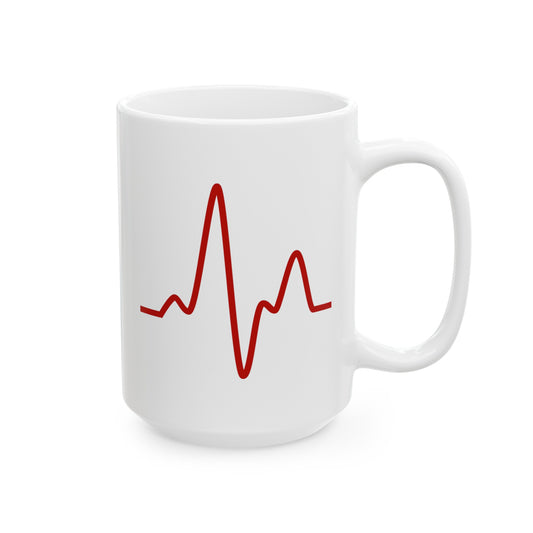 Sine Wave Coffee Mug - Double Sided White Ceramic 15oz by TheGlassyLass.com