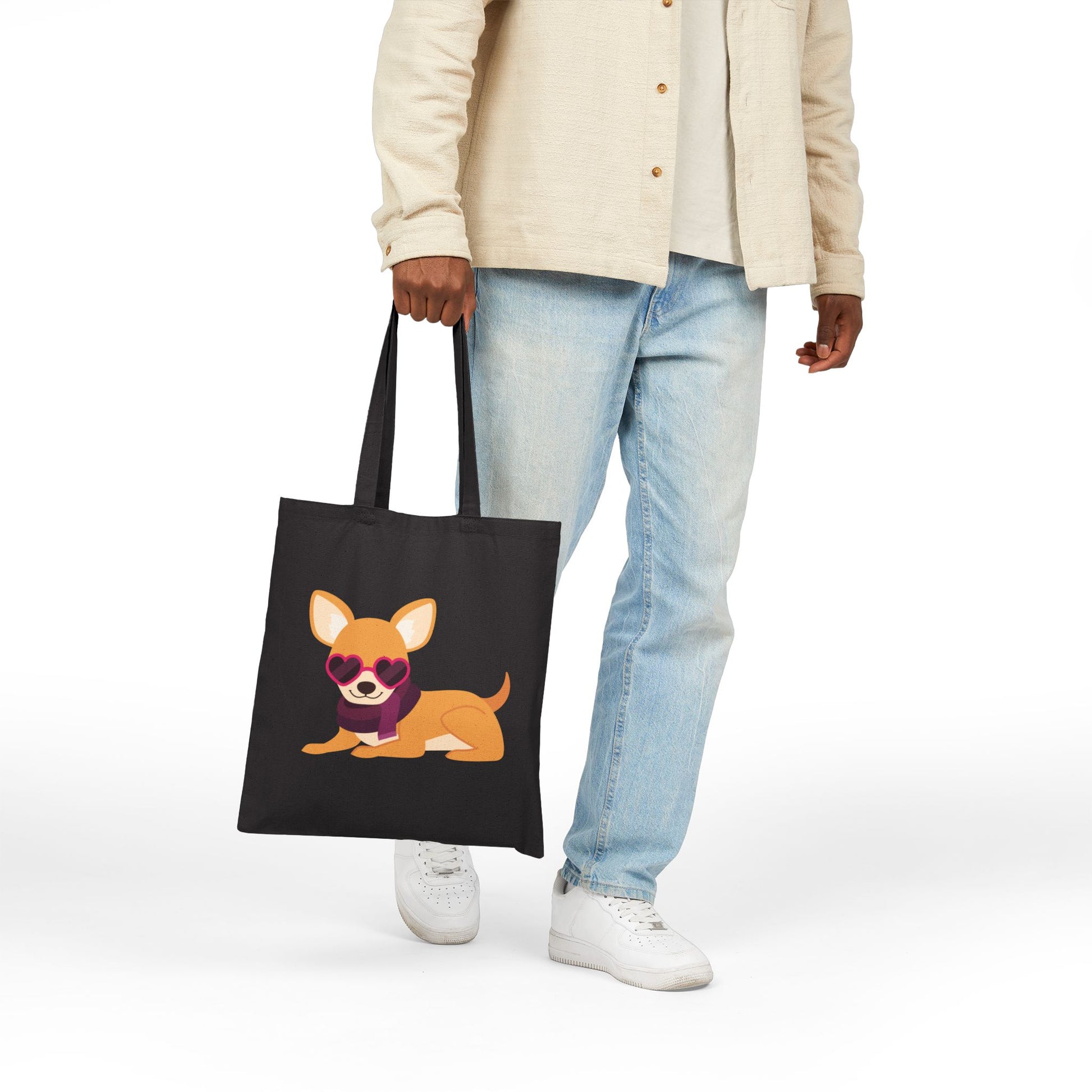 Fashionista Chihuahua Logo Tote Bag - Heavyweight 100% Cotton Canvas by TheGlassyLass.com