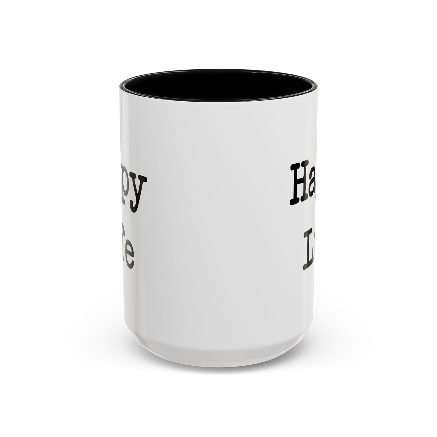 Happy Wife Happy Life Coffee Mug - Double Sided Black Accent White Ceramic 15oz by TheGlassyLass.com