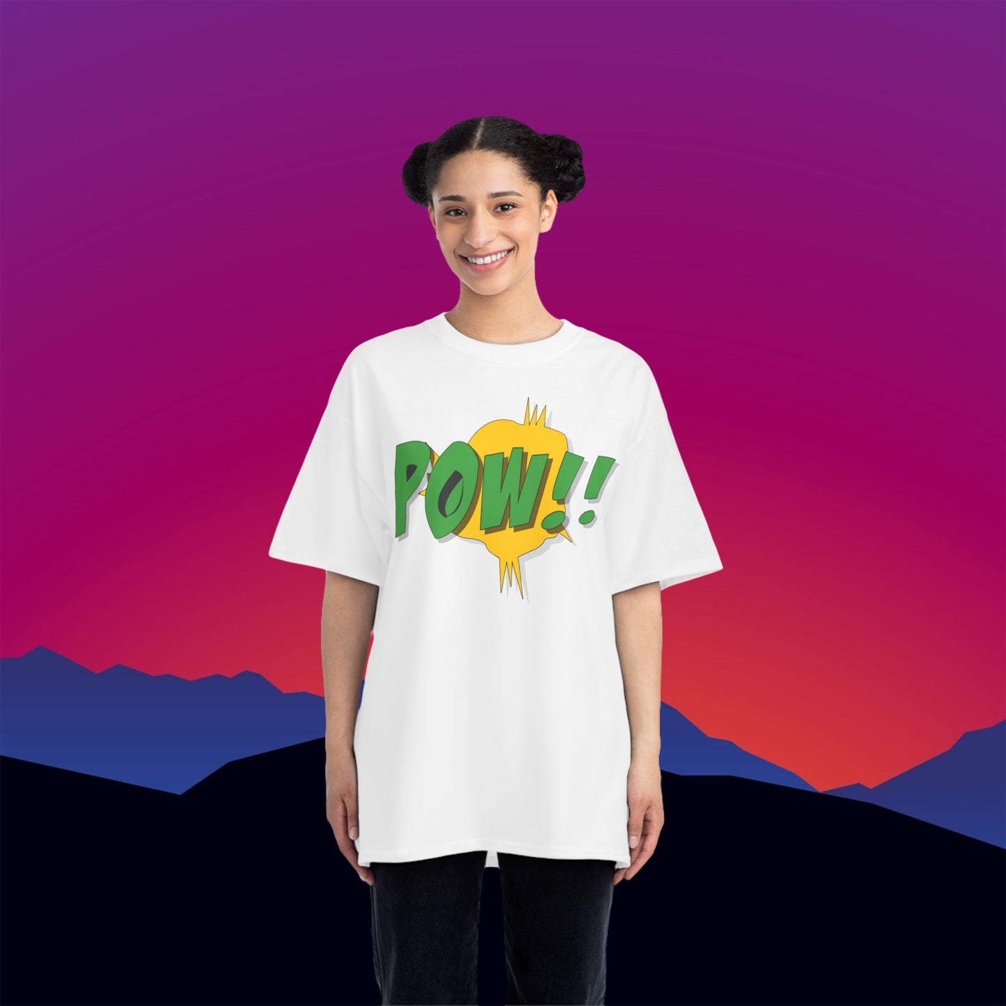Superhero POW T-Shirt: (Hanes Beefy-T 100% Preshrunk Cotton) Custom Printed by TheGlassyLass.com