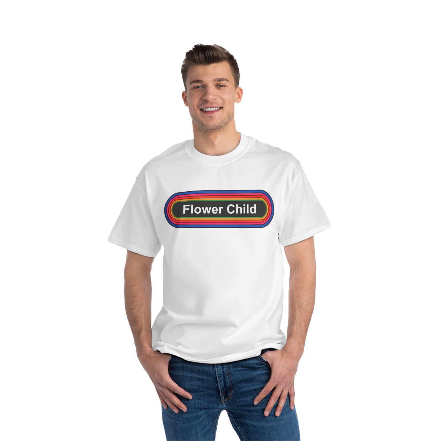 Flower Child T-Shirt: (Hanes Beefy-T 100% Preshrunk Cotton Custom Printed by TheGlassyLass.com