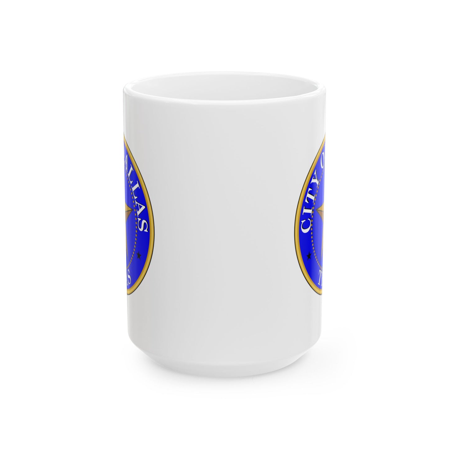 City of Dallas Coffee Mug - Double Sided Print, White Ceramic, 15oz by TheGlassyLass.com