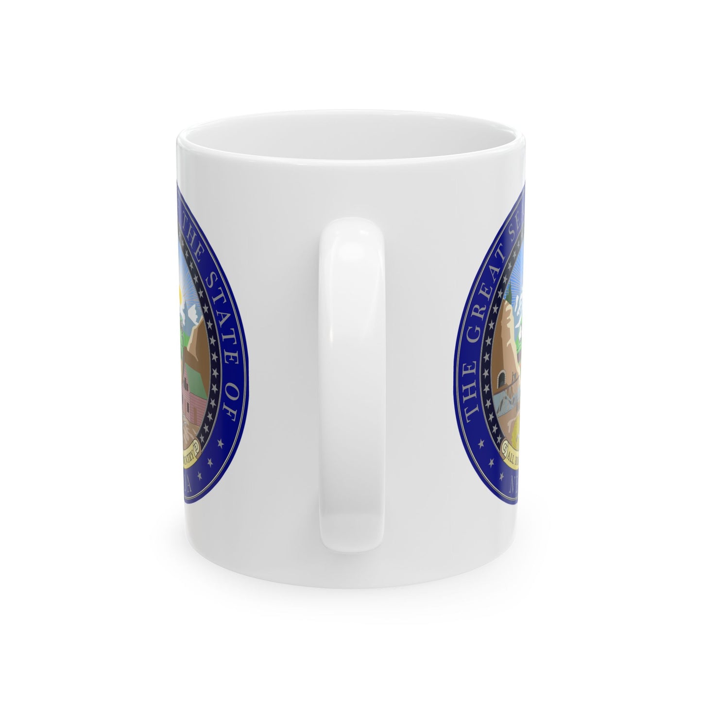 State Seal of Nevada Coffee Mug - Double Sided Print, White Ceramic, 11oz by TheGlassyLass.com