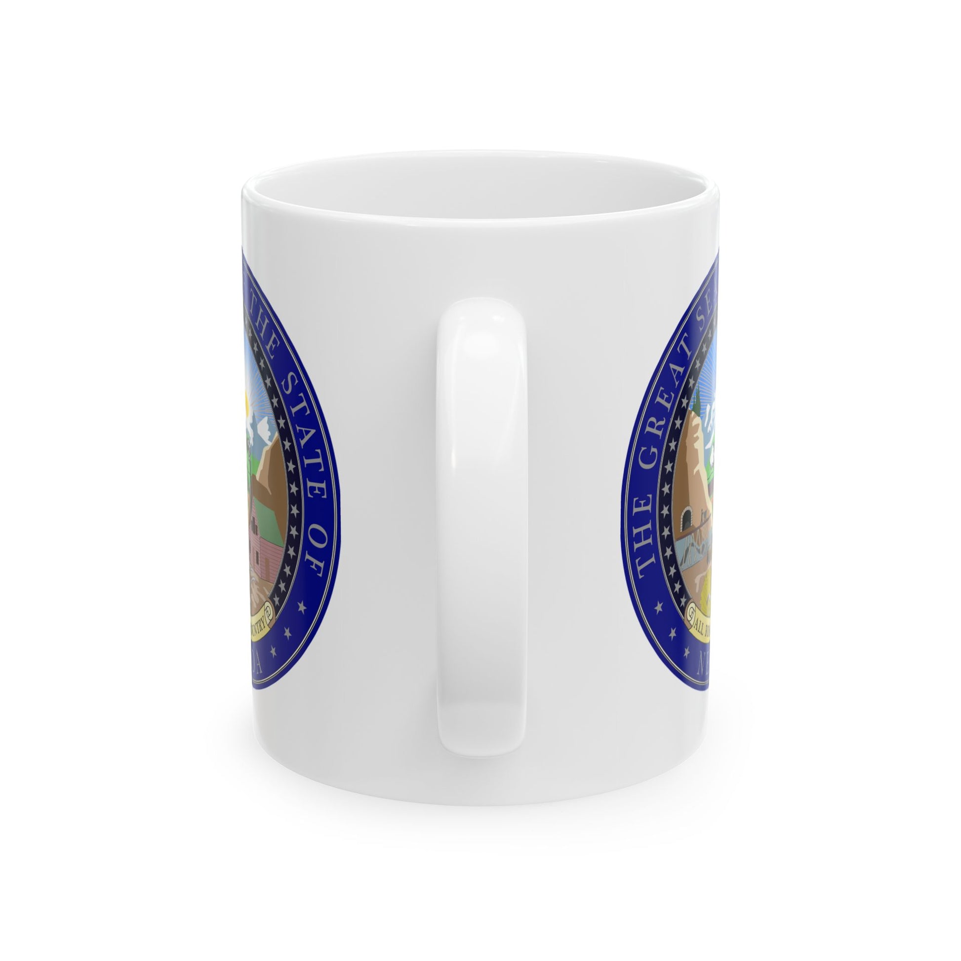 State Seal of Nevada Coffee Mug - Double Sided Print, White Ceramic, 11oz by TheGlassyLass.com