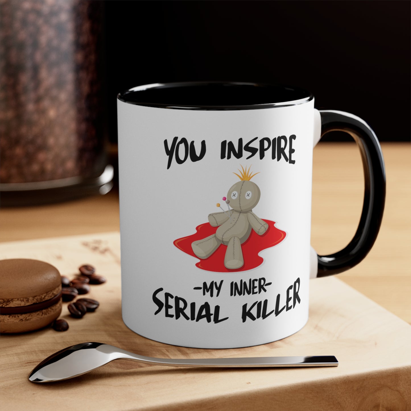 Serial Killer Coffee Mug - Double Sided Black Accent White Ceramic 11oz by TheGlassyLass