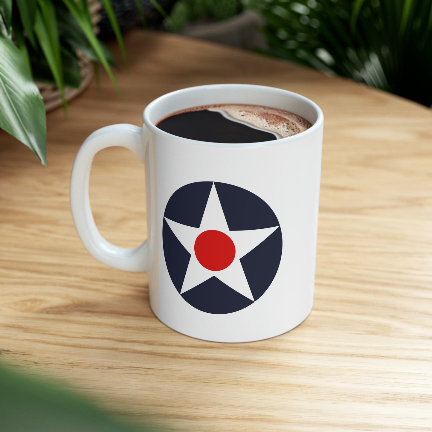 US Army Air Corp Roundel Coffee Mug - Double Sided White Ceramic 11oz - By TheGlassyLass.com