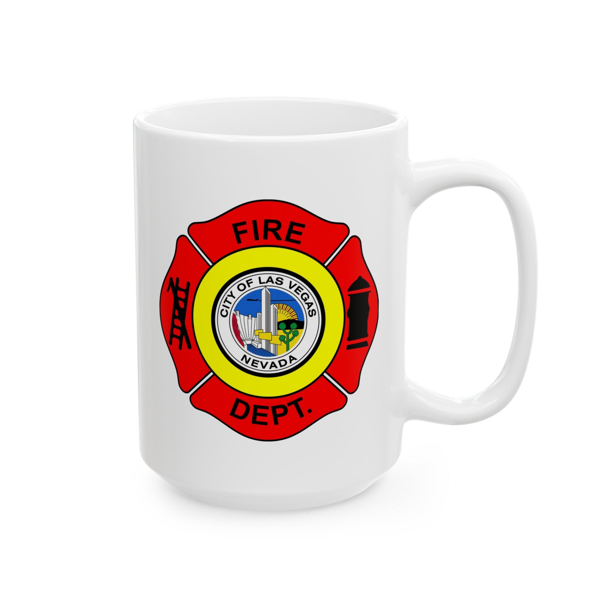 Las Vegas Fire Department Coffee Mug - Double Sided Print White Ceramic 15oz by TheGlassyLass.com