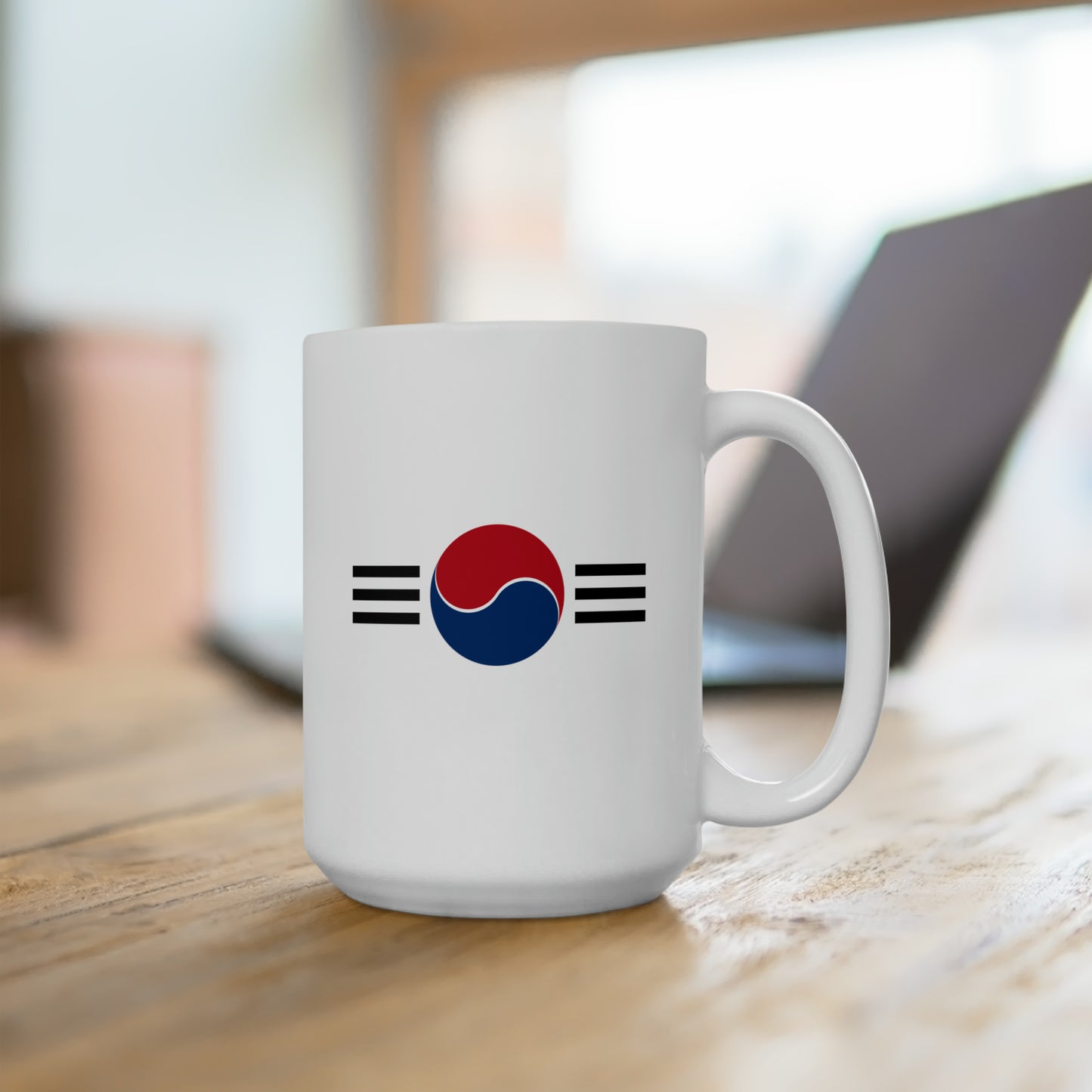 South Korean Air Force Roundel Coffee Mug - Double Sided White Ceramic 15oz - by TheGlassyLass.com