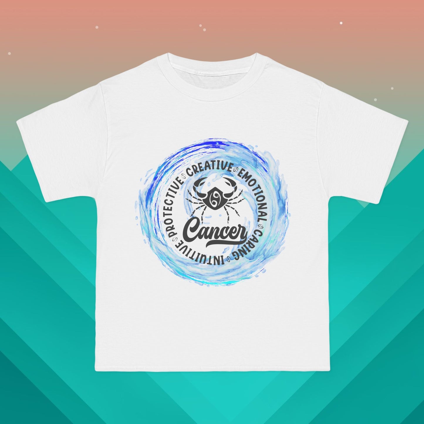 Cancer Zodiac T-Shirt: (Hanes Beefy-T 100% Preshrunk Cotton Custom Printed by TheGlassyLass.com