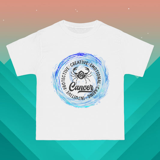 Cancer Zodiac T-Shirt: (Hanes Beefy-T 100% Preshrunk Cotton Custom Printed by TheGlassyLass.com