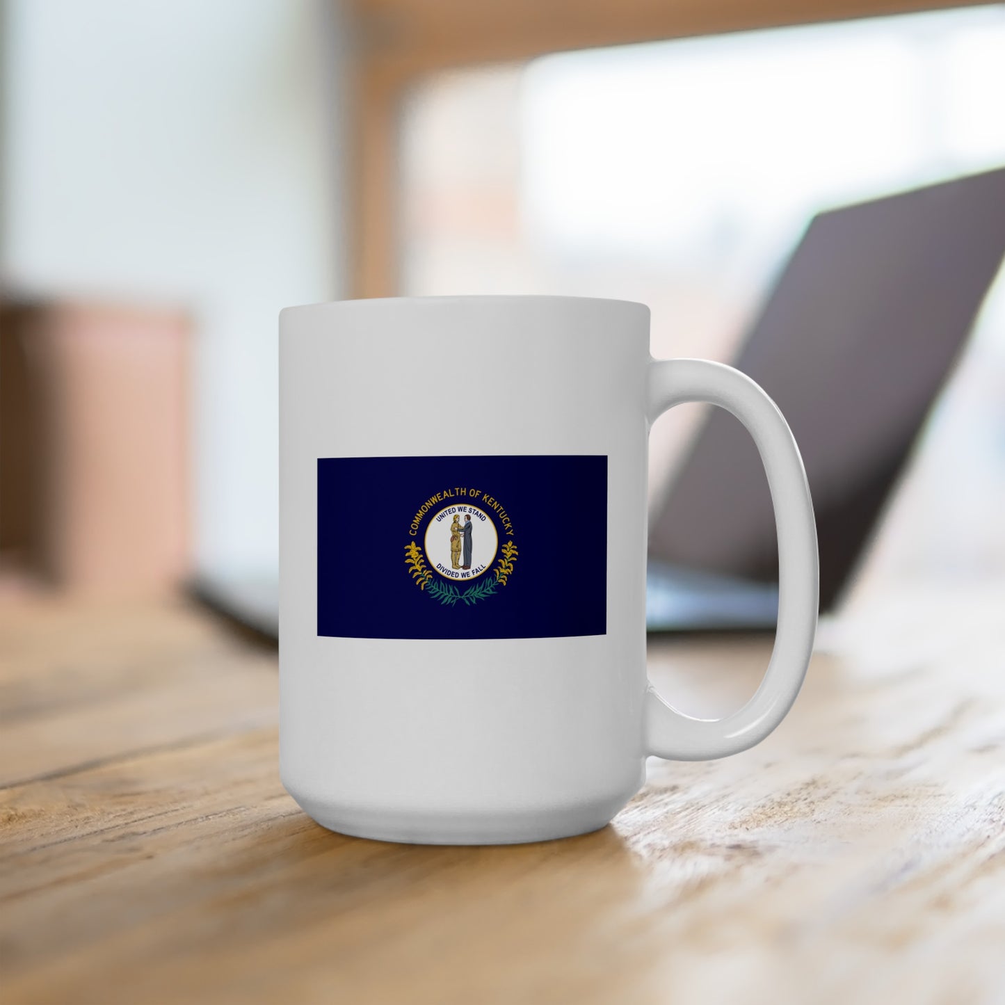 Commonwealth of Kentucky State Flag - Double Sided White Ceramic Coffee Mug 15oz by TheGlassyLass.com