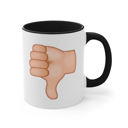 Thumb Up Thumb Down Coffee Mug - Double Sided Black Accent White Ceramic 11oz by TheGlassyLass.com