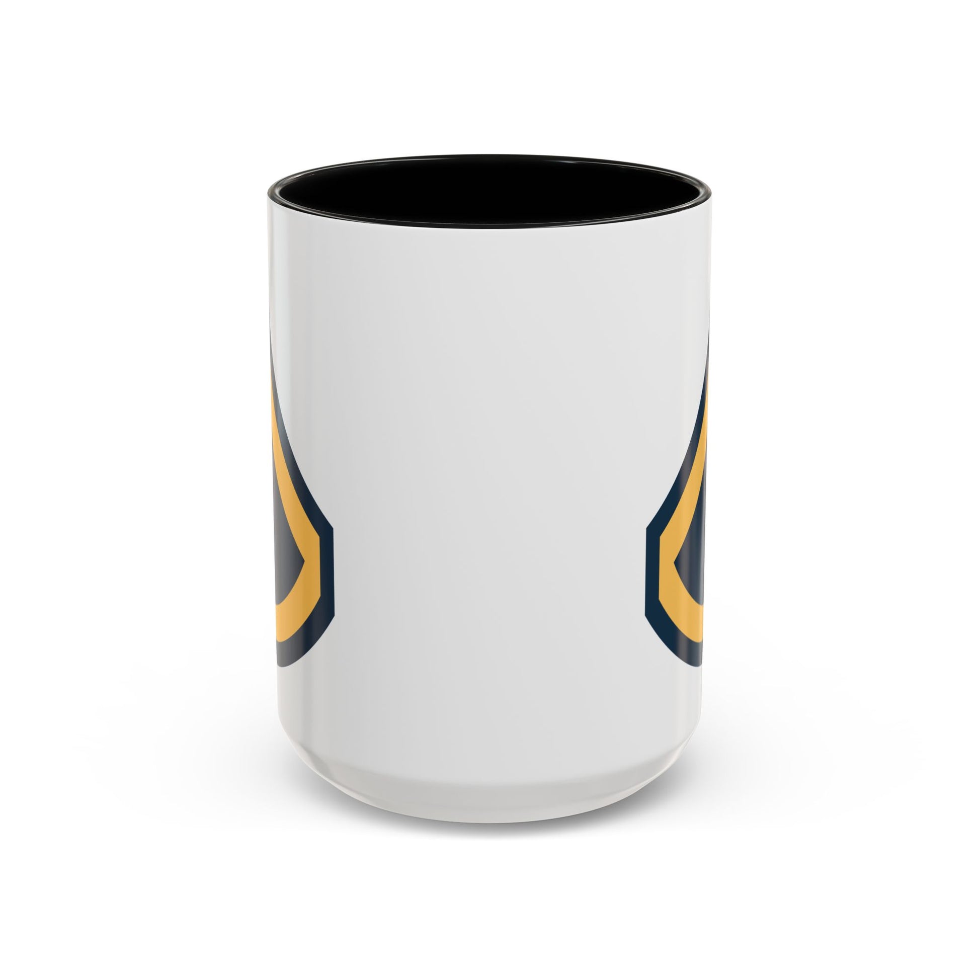 US Army Private First Class (E-3) Stripes Coffee Mug - Double Sided Print, Black Accent White Ceramic, 15oz by TheGlassyLass.com