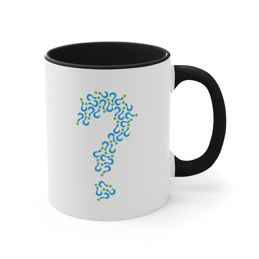 Question Mark Coffee Mug - Double Sided Black Accent White Ceramic 11oz by TheGlassyLass.com