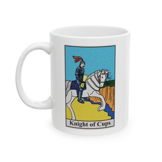 Knight of Cups Tarot Card Coffee Mug - Double Sided Print, White Ceramic, 11oz by TheGlassyLass.com