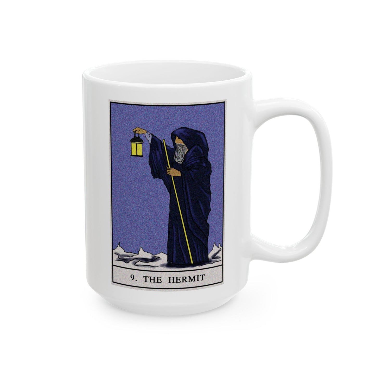 The Hermit Tarot Card Coffee Mug - Double Sided White Ceramic 15oz by TheGlassyLass.com