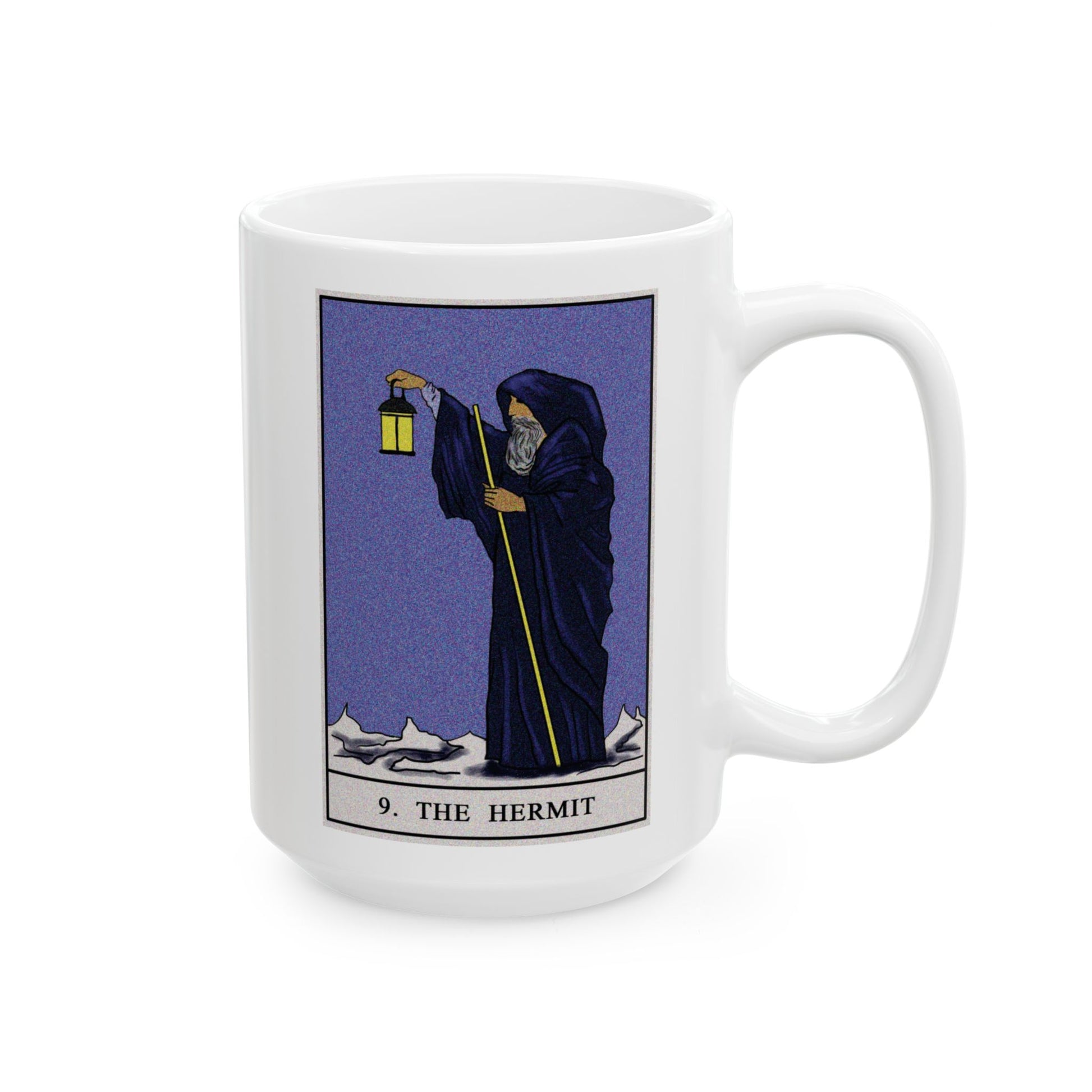 The Hermit Tarot Card Coffee Mug - Double Sided White Ceramic 15oz by TheGlassyLass.com