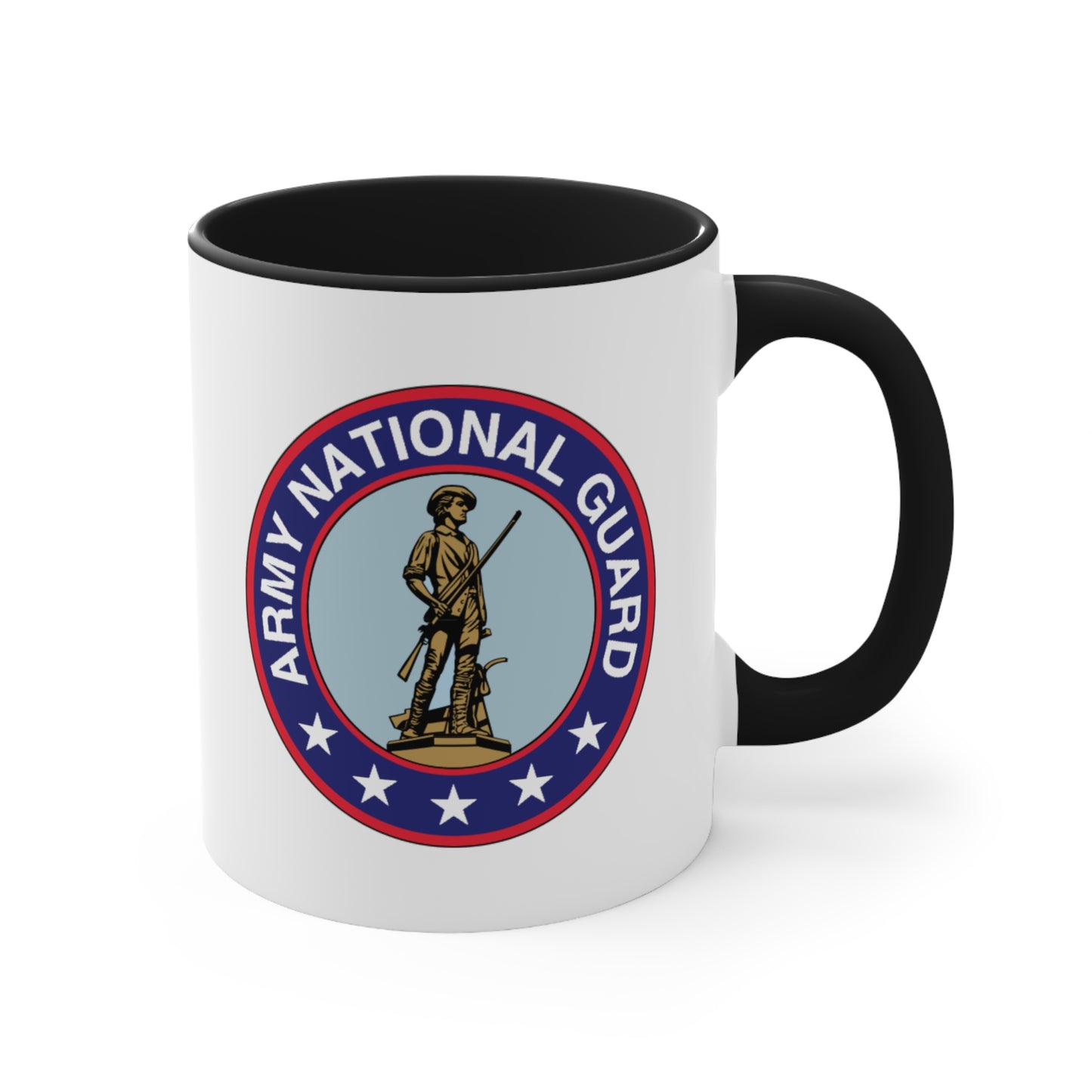 Army National Guard Coffee Mug - Double Sided Black Accent White Ceramic 11oz by TheGlassyLass.com