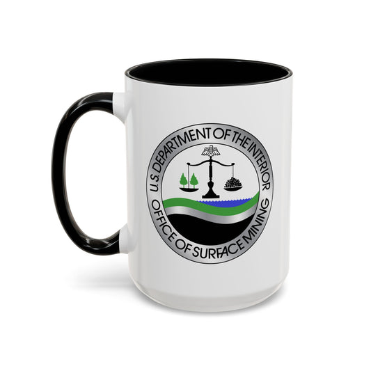 Department of the Interior Office of Surface Mining Seal Coffee Mug - Double Sided Black Accent White Ceramic 15oz by TheGlassyLass.com