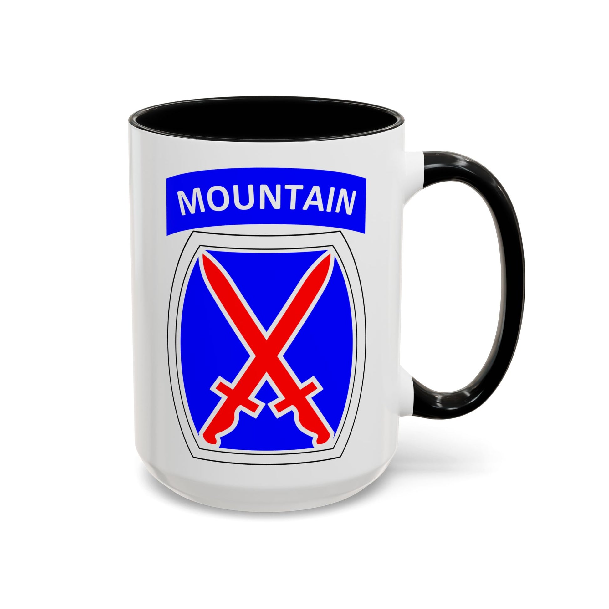 10th Mountain Division Coffee Mug - Double Sided Black Accent White Ceramic 15oz by TheGlassyLass.com
