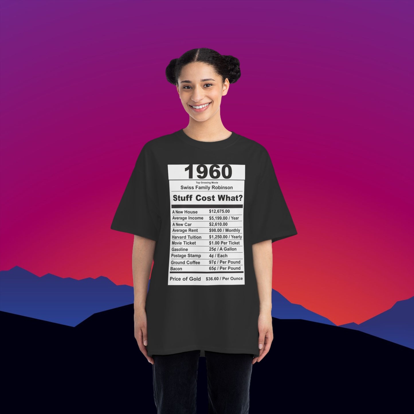 1960 Birthday T-Shirt: (Hanes Beefy-T 100% Preshrunk Cotton Custom Printed by TheGlassyLass.com